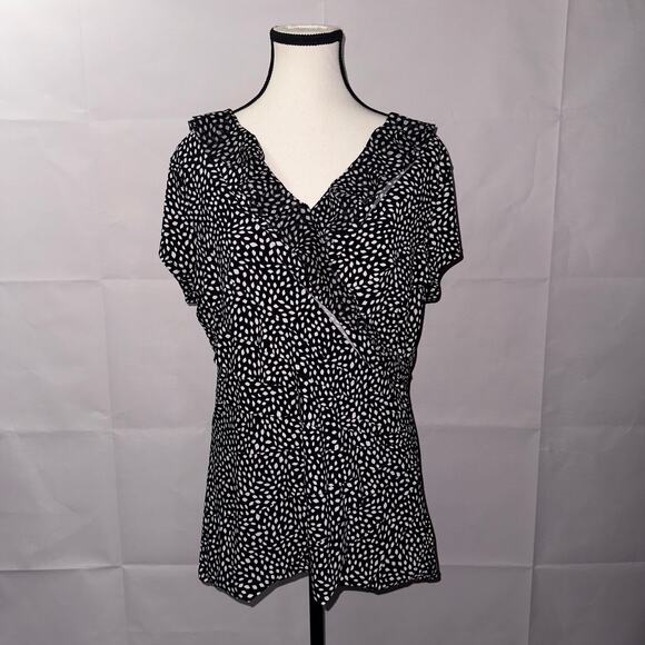 White House Black Market Chiffon ruffled Top women’s size large - Picture 1 of 6